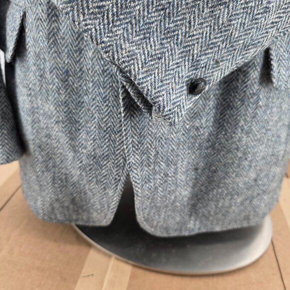 Jos A Bank Mens Harris Tweed Blue Gray Herringbone Unstructured Sports Coat 44 - Picture 3 of 10